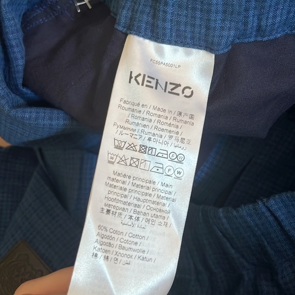 Kenzo Blue Mini Plaid Pull On Pants A23 - Picture 4 of 4